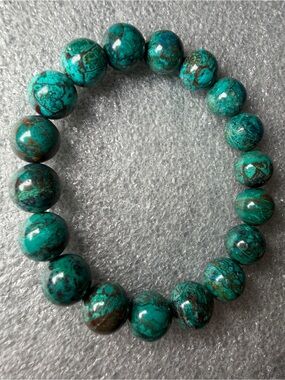 HQ 11MM Teal Chrysocolla Natural Crystal Bracelet